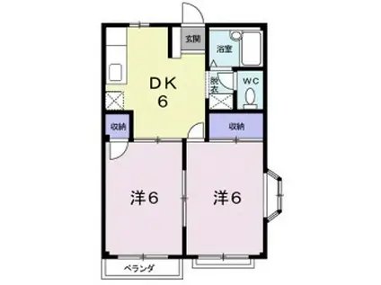 エルディム瀬戸B(2DK/1階)の間取り写真