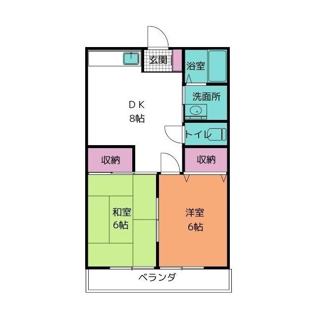 ひばりが丘マンションD棟(2DK/2階)の間取り写真
