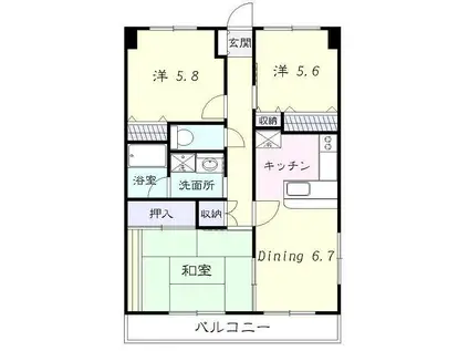 メビウスエース(3DK/4階)の間取り写真