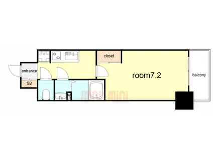 GENOVIA神戸湊川公園(1K/9階)の間取り写真