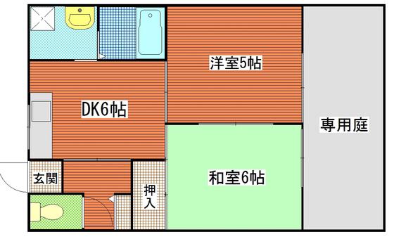 ブランミュール(2LDK/1階)の間取り写真