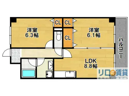 ミレニアム(1SDK/4階)の間取り写真
