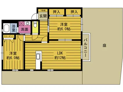 フォレストほのめ(2LDK/1階)の間取り写真