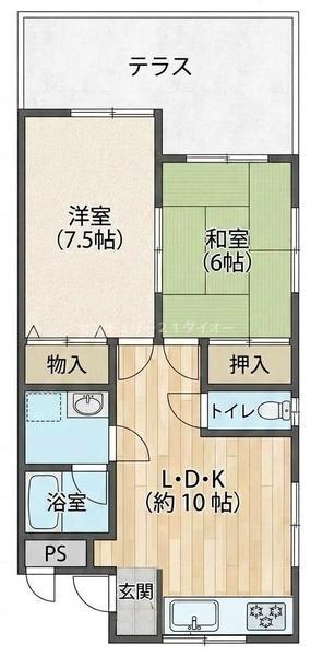 サンフジ(2LDK/1階)の間取り写真