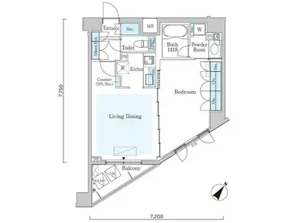 オーキッドレジデンス六本木(1LDK/10階)の間取り写真