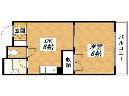 ガーデンコート平野南(1DK/5階)の間取り写真