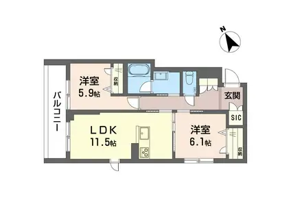 THE TIME 駒込(2LDK/3階)の間取り写真