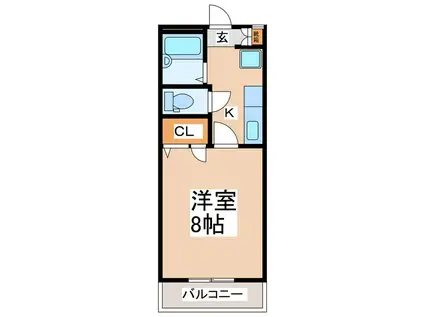 ジュリアス踏入B棟(1K/4階)の間取り写真