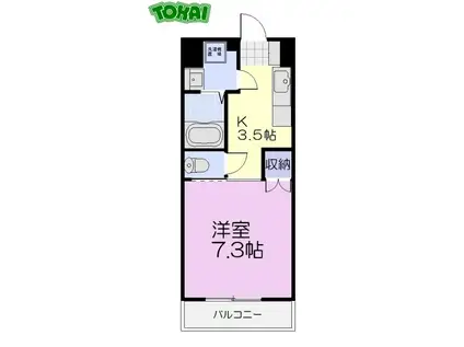 MILKY WAY(1K/3階)の間取り写真