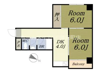 菊川マンション(2DK/8階)の間取り写真