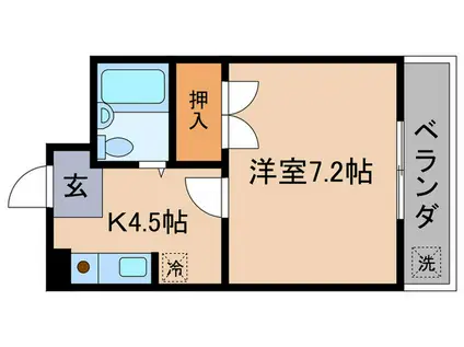 グランドコーポTAKAI(1K/2階)の間取り写真