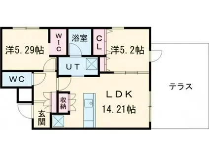 ピオネロ恵庭IV(2LDK/1階)の間取り写真