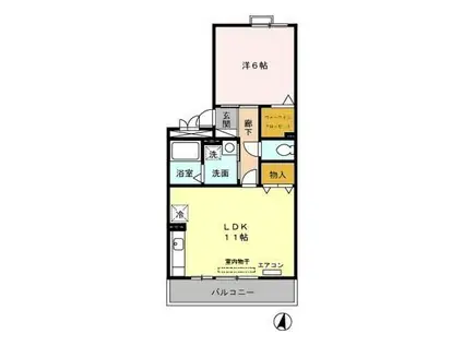 セジュール和幸C棟(1LDK/2階)の間取り写真