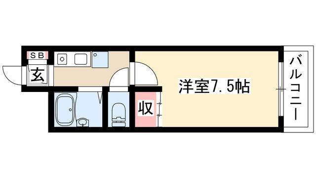 湯口マンション(1K/2階)の間取り写真