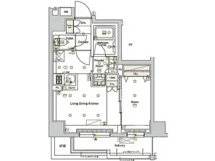 シーフォルム押上(1LDK/2階)の間取り写真