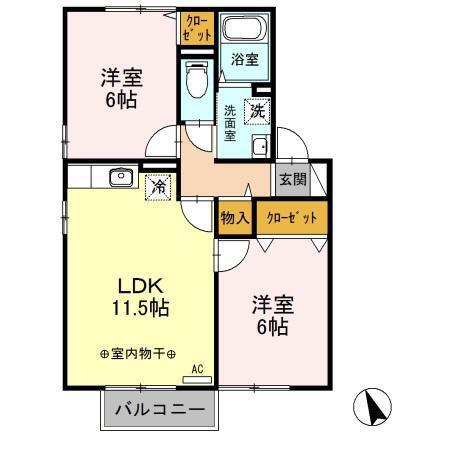 エトワール A/B(2LDK/2階)の間取り写真