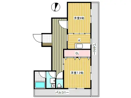 アジュール小岩(2K/7階)の間取り写真