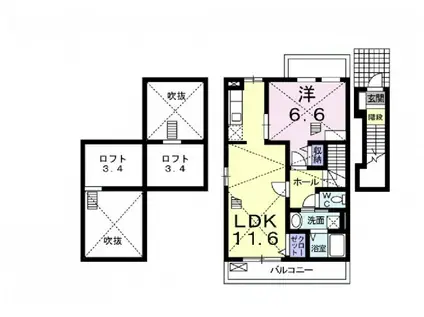 プレアルス(1LDK/2階)の間取り写真