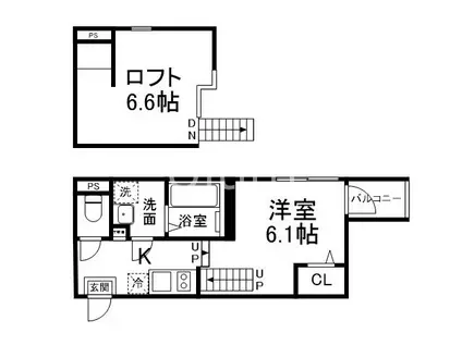 東野八反畑町B(ワンルーム/2階)の間取り写真