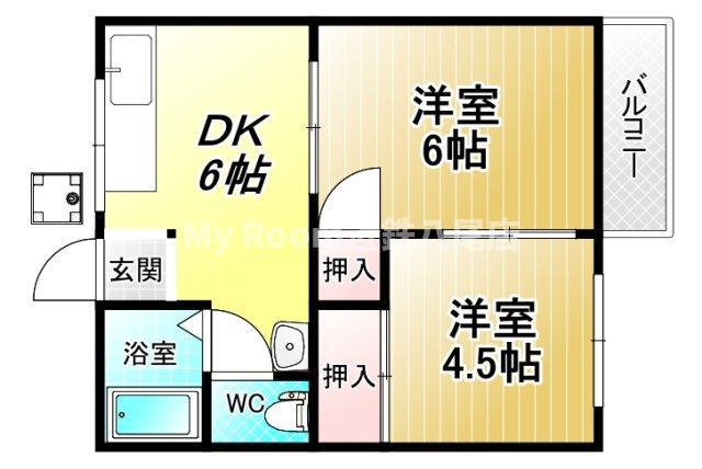 常盤ハイツ(2DK/2階)の間取り写真