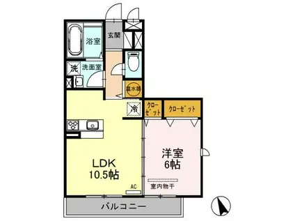 エミネンスB棟(1LDK/2階)の間取り写真