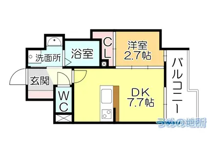 RESIDENCE花畑(1DK/13階)の間取り写真