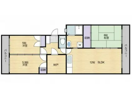 ロイヤルシマモト(3SLDK/2階)の間取り写真