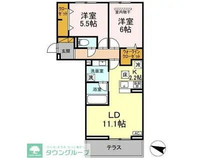 リシェスみのり台 C棟(2LDK/1階)の間取り写真