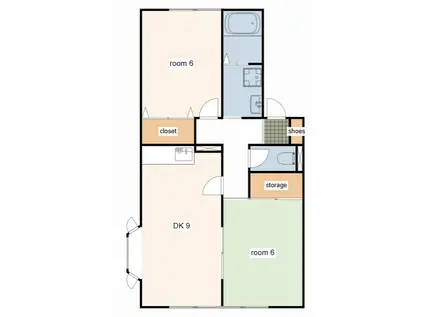 ハイカムール・山手(2DK/1階)の間取り写真