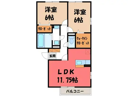 ルミエール(2LDK/1階)の間取り写真