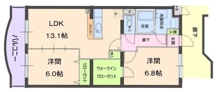 シャルマンII(2LDK/4階)の間取り写真