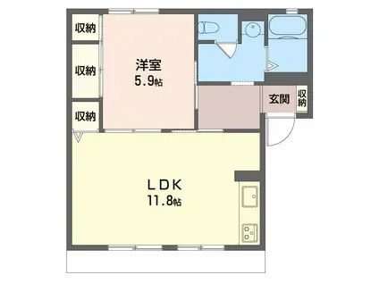 ドミールZAMA(1LDK/1階)の間取り写真