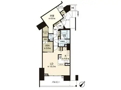 プライムアリーナ新百合ヶ丘(1SLDK/13階)の間取り写真