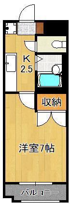 シャトレ徳力(1K/1階)の間取り写真
