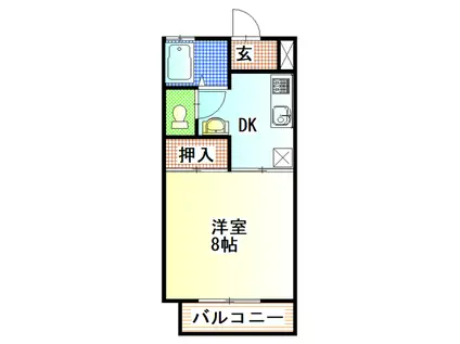 セシルコートA棟(1K/1階)の間取り写真