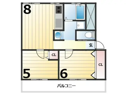 高津橋農住団地A(2LDK/5階)の間取り写真
