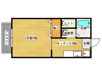 プリメーラいそあい(1K/1階)の間取り写真