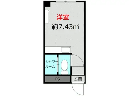 鹿島ハイツ戸越(ワンルーム/1階)の間取り写真