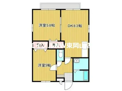 シーサイド田井II(2DK/1階)の間取り写真