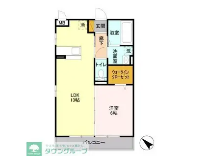 ベルウッド六番館(1LDK/2階)の間取り写真