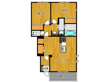 エールコート II(2LDK/1階)の間取り写真