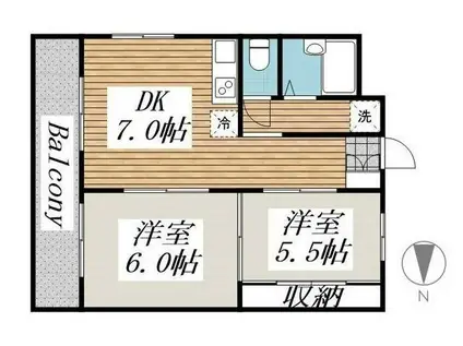 エクセレントひばりが丘B(2DK/2階)の間取り写真