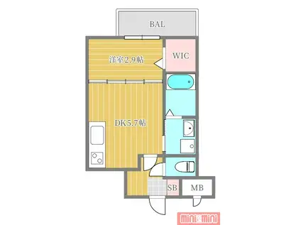 AILE放出(1DK/2階)の間取り写真