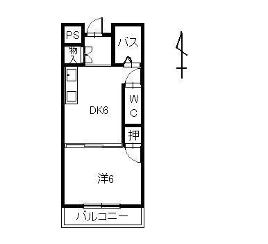 伊鍋ハイツ(1DK/3階)の間取り写真