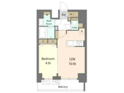 S-RESIDENCE新宿早稲田AVELIS(1LDK/11階)の間取り写真