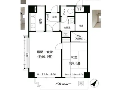 コシノパークサイドビル(1LDK/10階)の間取り写真