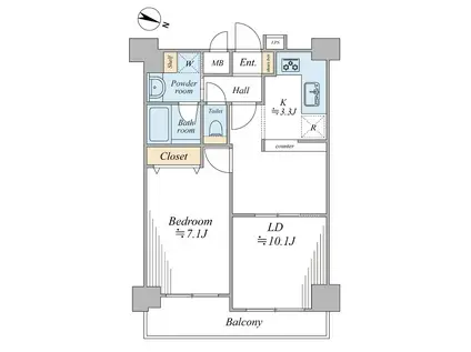 パレスデュディオ日本橋浜町駅前(2DK/11階)の間取り写真