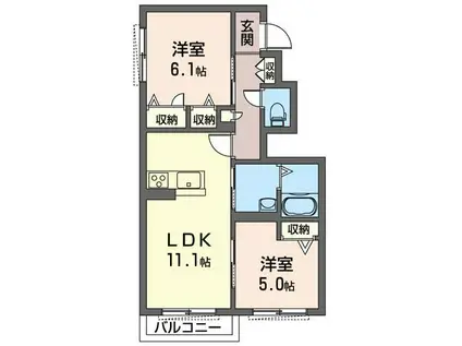 ベル ハーモニー(2LDK/1階)の間取り写真