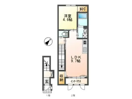 小田渕町アパート(1LDK/1階)の間取り写真