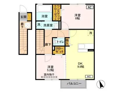 エルヴィレッジG(2DK/2階)の間取り写真